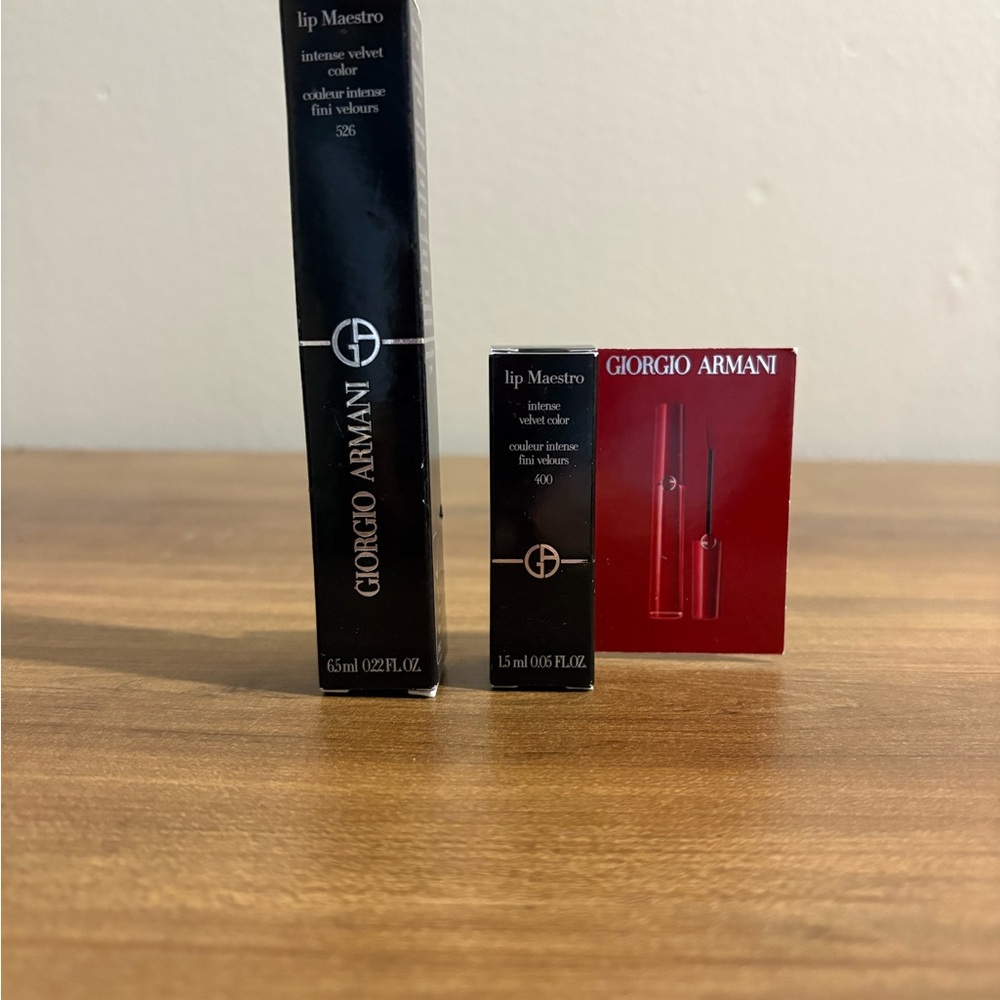 Armani Beauty Lip Maestro Velvet Liquid Lipstick Bundle - 526 Blast 400 The Red